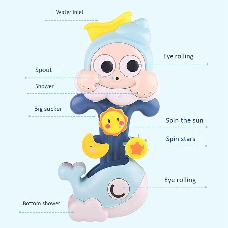Baby bad bruser legetøj lille hval vende rundt sæt baby shower spray drenge og pige legetøj