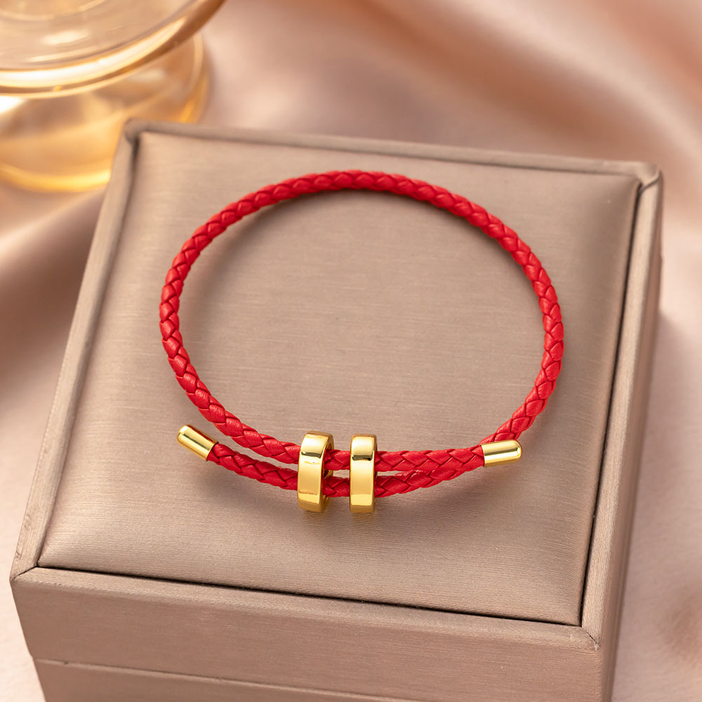Pulsera de cuerda impermeable de alambre ajustable, hebilla dorada de acero inoxidable, pulseras trenzadas hechas a mano para mujeres y niñas, joyería de: Oro oscuro