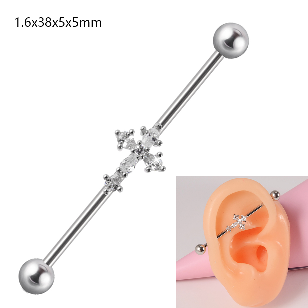 1 pieza de barra Industrial de circonio de acero quirúrgico, pendiente de puente Auricular largo de Animal bonito, joyería para Piercing corporal transversal para mujer
