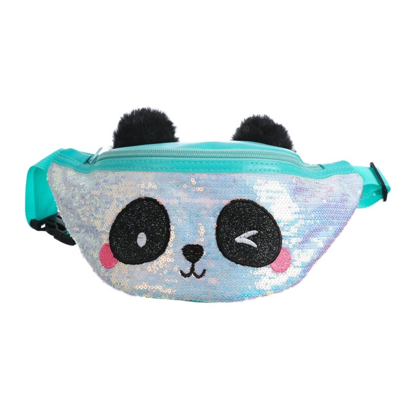 Riñonera con dibujos de osos Panda para niñas, Cangurera con lentejuelas, de Navidad: green