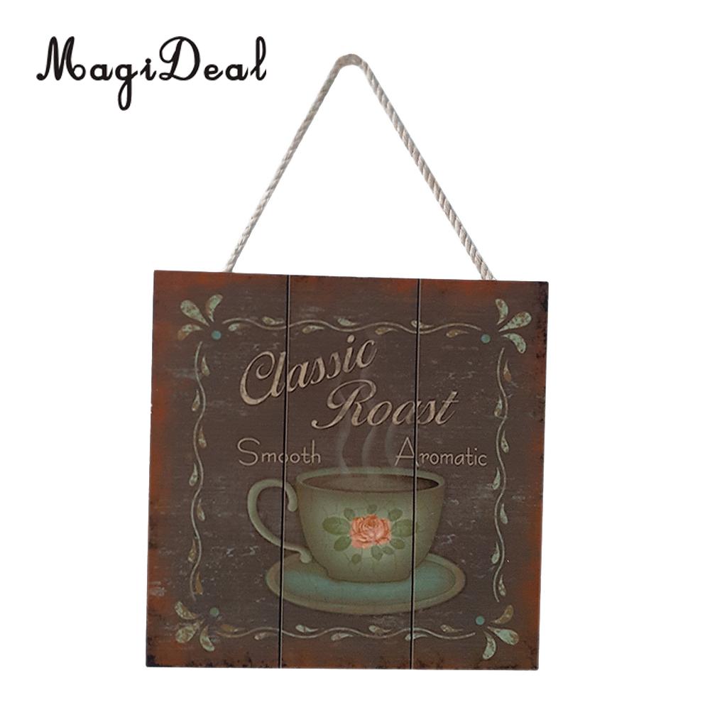 20x20cm Shabby Chic Solid Wood Coffee Sign Plaque Cafe Bar Dining Room Hanging Decor: C