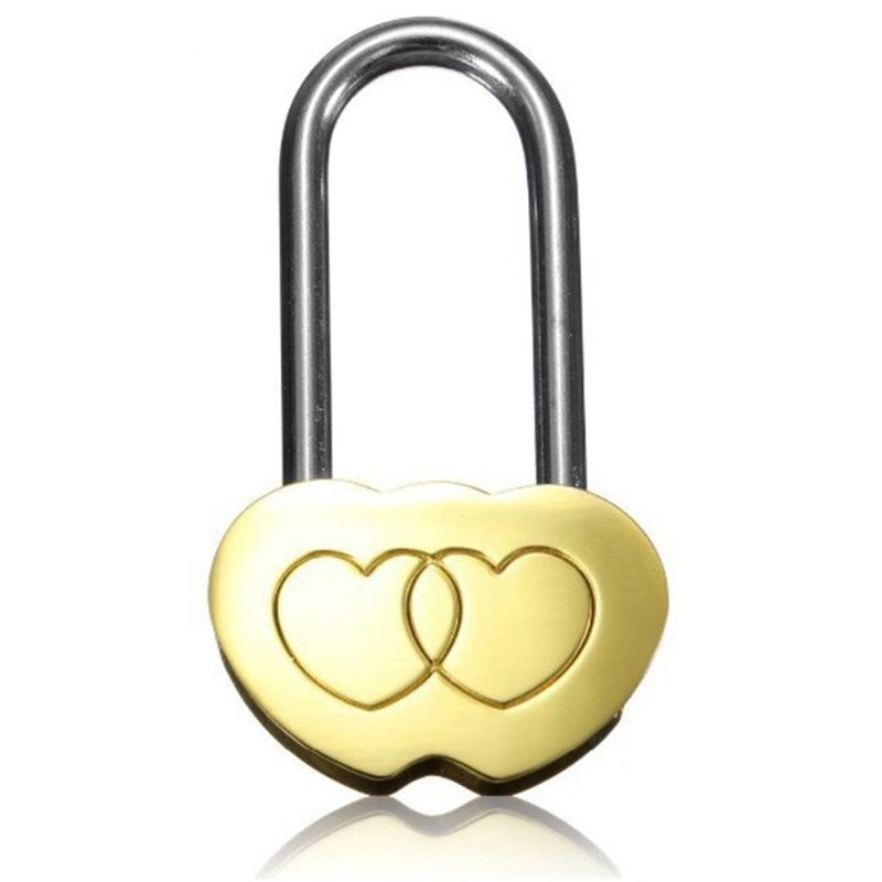 Hangslot Gegraveerde Dubbele Hart Liefde Lock Valentines Anniversary Dag