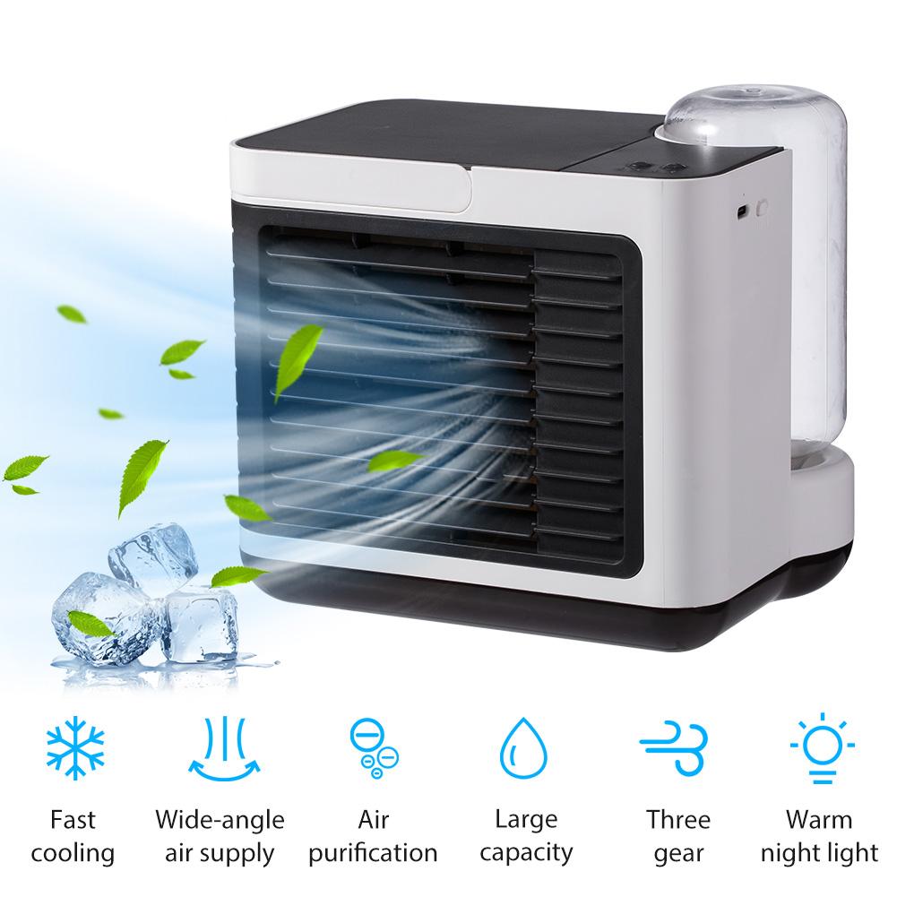 3 in 1 Portable Air Conditioner Silent LED Light Conditioning Humidifier Purifier USB Desktop Air Cooler Fan for Car Home Office