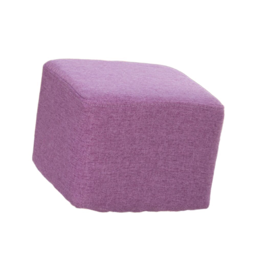 Dustproof Linen Cotton Square Stool Cover for Wood Footstool Ottoman Pouffe various color: Light Purple
