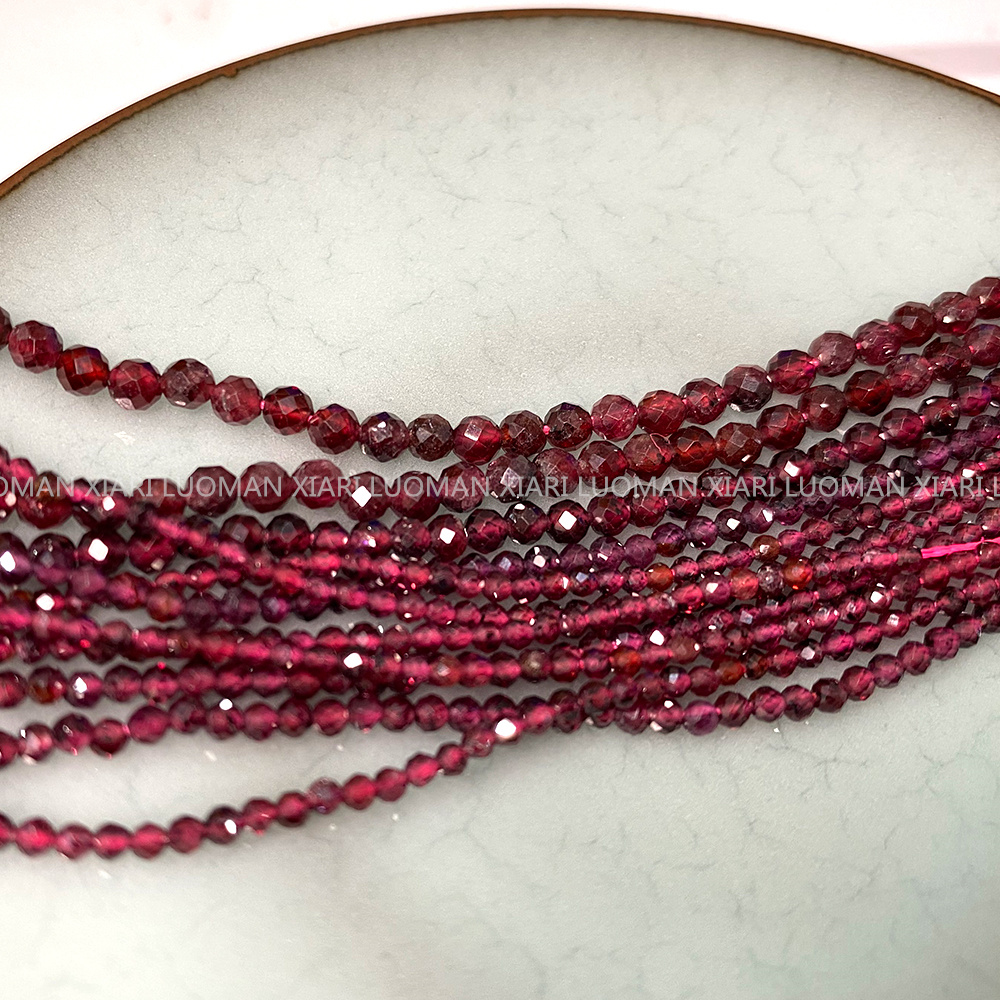 Perles fines en pierre naturelle grenat rouge à facettes, pierres précieuses rondes en vrac pour la fabrication de bijoux, breloque de collier et de bracelet à bricoler soi-même, 2-4mm
