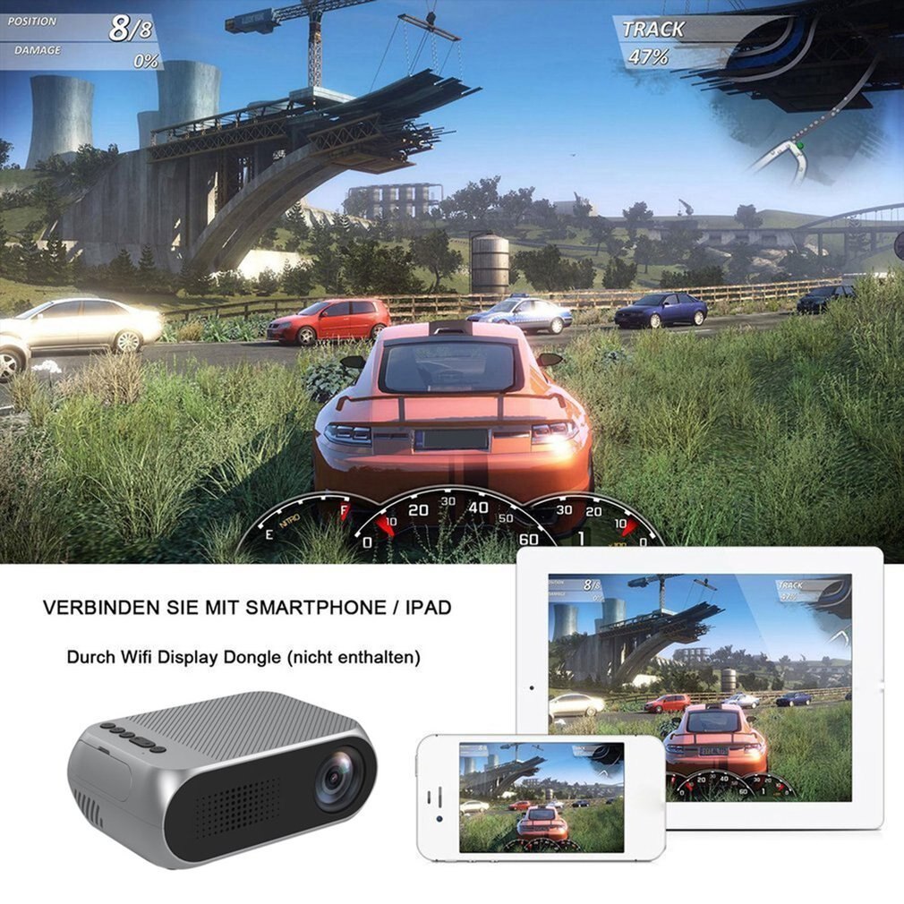 YG320 Mini proyector Full HD 1080P 3D Multimedia LED de cine en casa de apoyo AV HDMI U-disco TF tarjeta proyector de vídeo