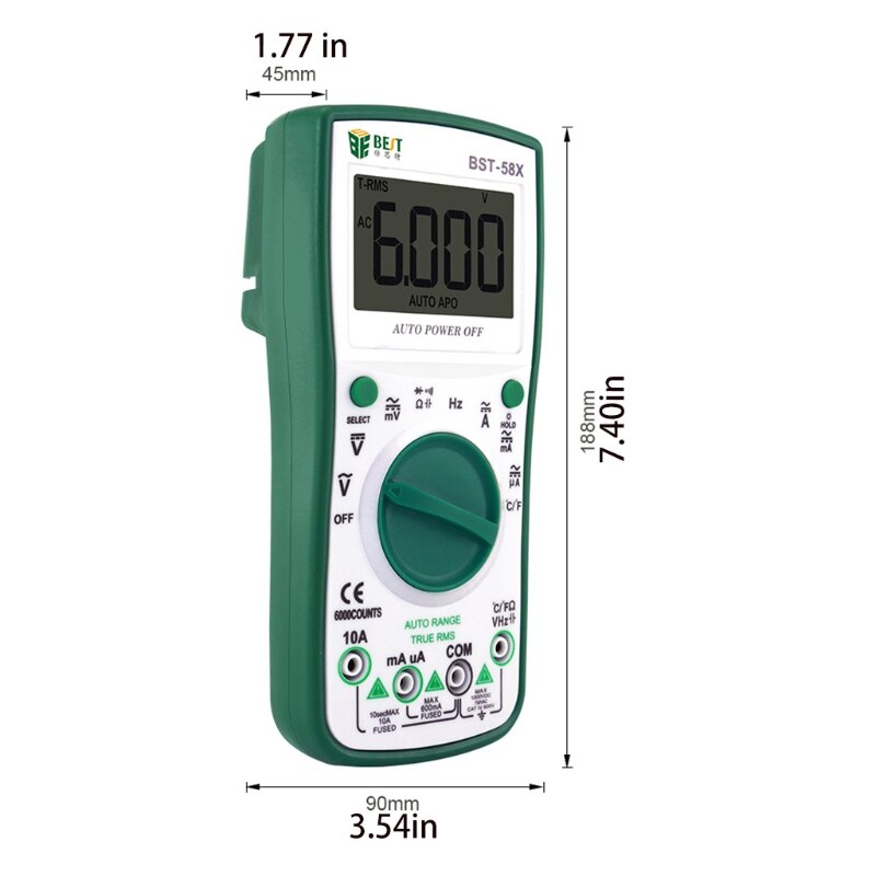 Digital Multimeter Accuracy ±0.5% Measuring Voltage Resistance Current Temperature Battery &amp; Diode Multi Tester