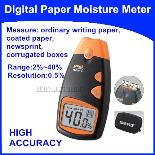 Digital Paper Moisture Meter Tester Measure:ordinary writing paper,coated paper, newsprint, corrugated boxes etc.