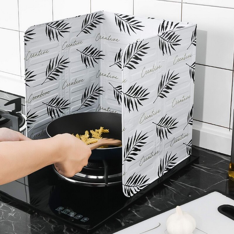 Feuille huile déflecteur aluminium bloc Cactus imprimé huile plaque barrière poêle cuisson isolation thermique Anti-éclaboussures cuisine outil: 84.5x32.7cm leaf