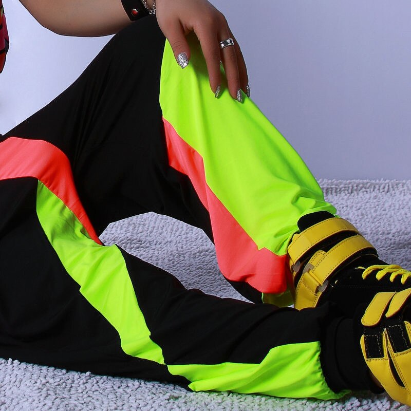 freundlicher Erwachsene Frühling Sommer Jogginghose Kostümich tragen dünne Bunte Patchwork Getäfelten Jazz hosen Harem Hüfte hüpfen tanzen Hosen