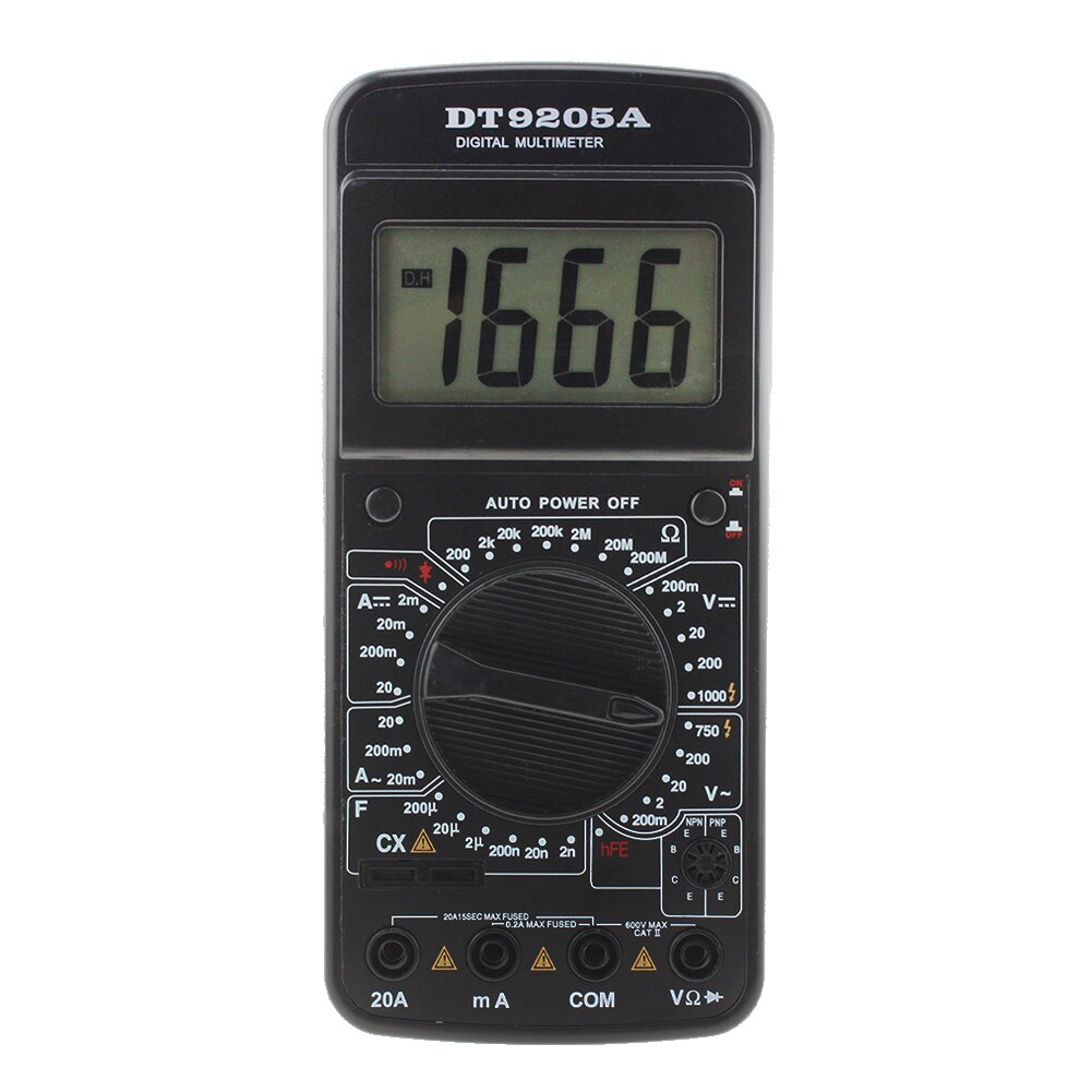 DT9205A Digitale Elektrische Handheld Ammeter Ac/Dc Lcd Display Weerstand Capaciteit Testen Meter Digitale Multimeter