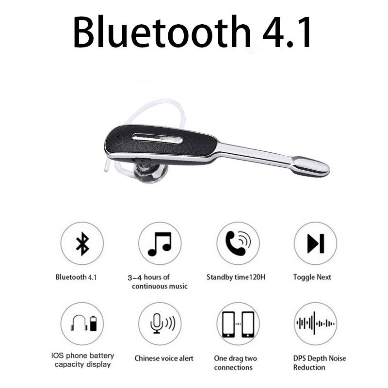 Draadloze Bluetooth Oortelefoon Oorhaak Handsfree Business Sport Stereo Headset Auriculares Met Mic Voor Samsung Smart Phone Android
