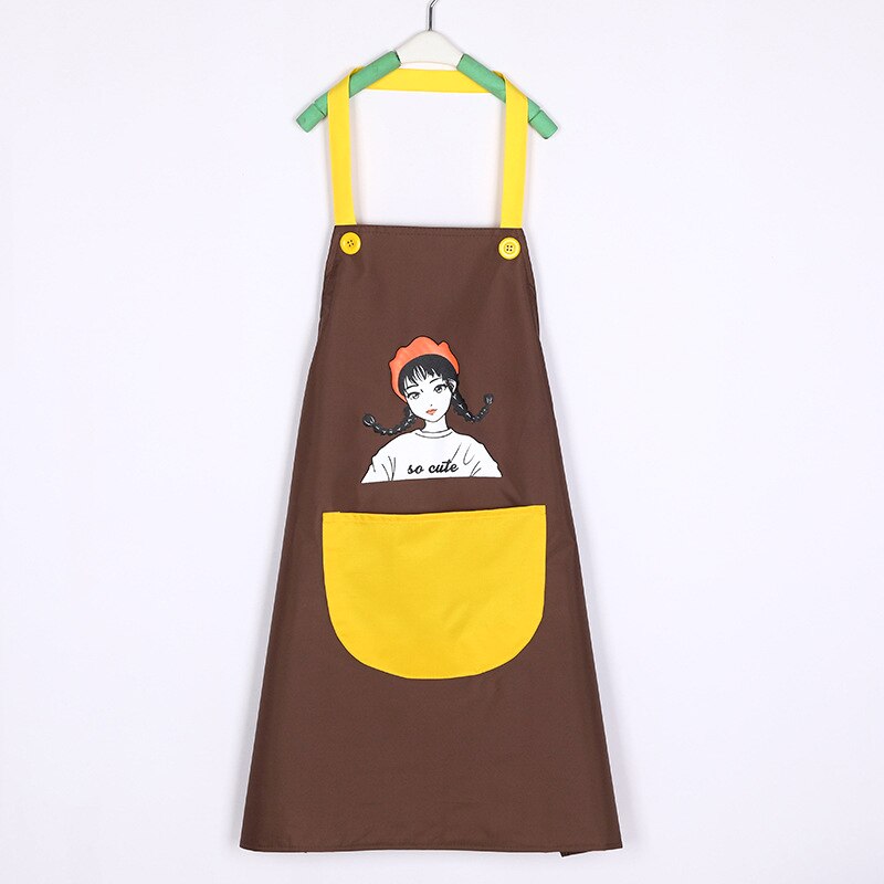 Apron Cooking Kitchen Waterproof Aprons Chef Apron with Pockets for Home Restaurant Garden BBQ Coffee House Apron YU-Hom: coffee color
