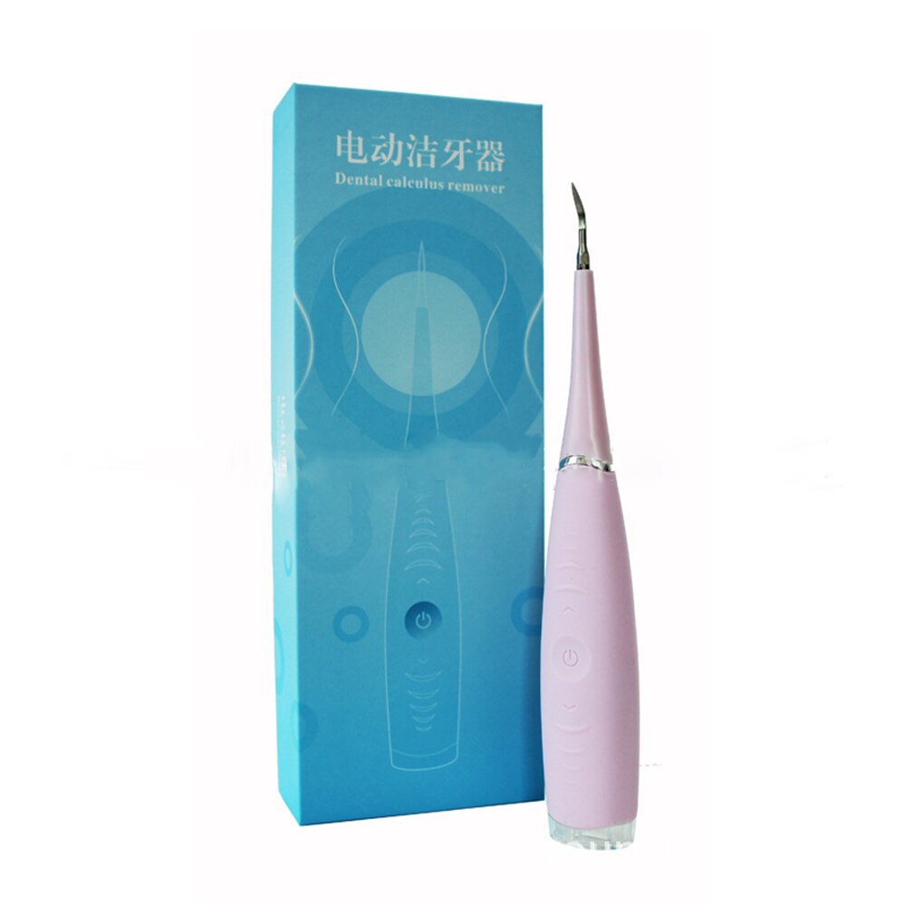 USB Recharge Vibration sonique détartreur dentaire dent Calculus dissolvant dents taches tartre outil de nettoyage blanchir les dents pour la directe: pink with box