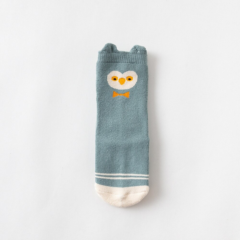 Calcetines largos de dibujos animados para recién nacidos, calcetín grueso para hacer Ballet, hasta la rodilla, 10 par/lote: Green Owl / M 1-3Y