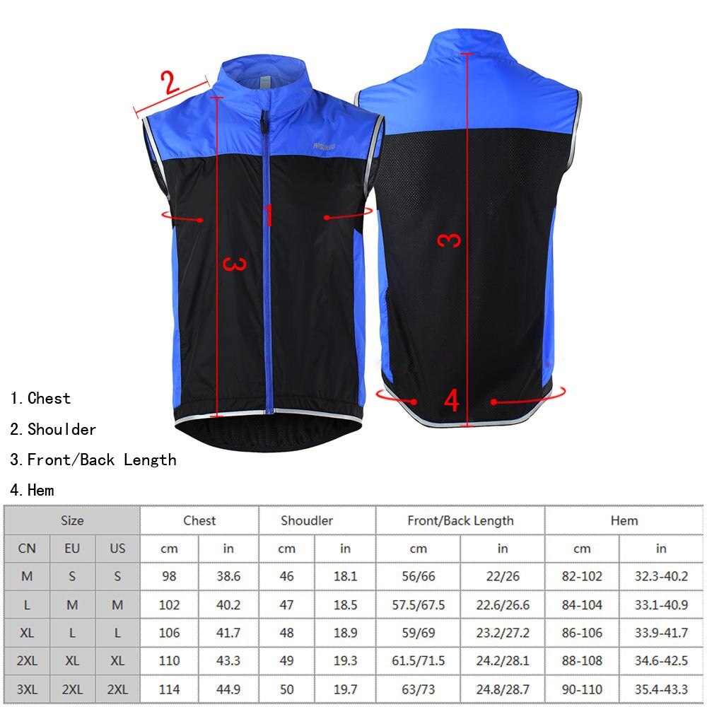 Arsuxeo sykkeljakke for menn vindtett varm sykkelvest ermeløs mtb sykkel sykkeljakke vest polyester sykkelvest