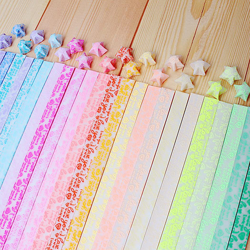 210 Sheets Luminous Origami Stars Paper Strips Lucky Color Star Decoration Folding Paper DIY Hand Crafting Crafts Arts Supplies