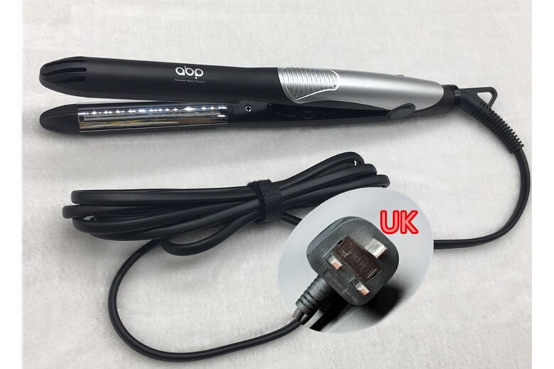 Alisador de pelo en U , plancha de pelo negra, chapado en plata, 2 en 1, enchufe AU/EU/US/UK: UK