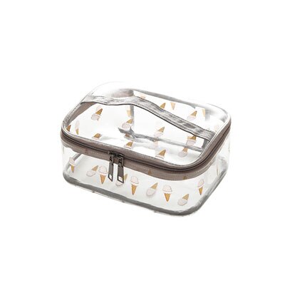 Durable Wasserdicht PVC frauen Reise Kosmetik Tasche Verdickt Transparent Multi Zweck Zipper Make-Up Tasche: Ice Cream Square S