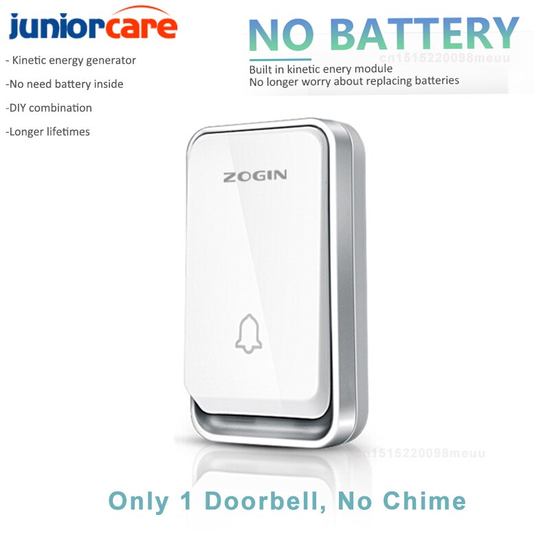 Smart Door Bell Sets Wireless Doorbell Waterproof Self-powered Button Home Outdoor House Chimes Receiver Free Battery Doorbell: 1 Doorbell / UK plug