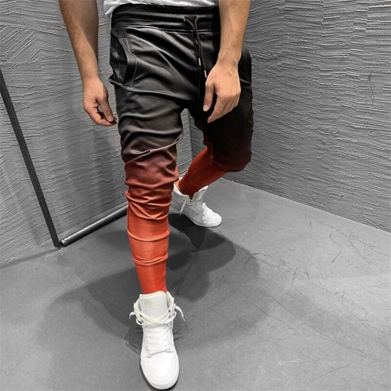 Pantalon Long homme dégradé taille élastique pantalon de survêtement homme Joggers pantalon homme sport skateboard pantalon homme Hip Hop pantalon Long: C / L