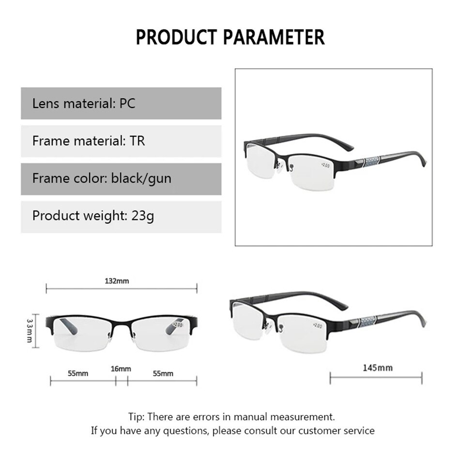 Gafas de lectura TR90 para hombres y mujeres, anteojos de medio Marco, flexibles, presbicia, ultraligeros, aumento de ordenador óptico, dioptrías + 1,5 + 2,0