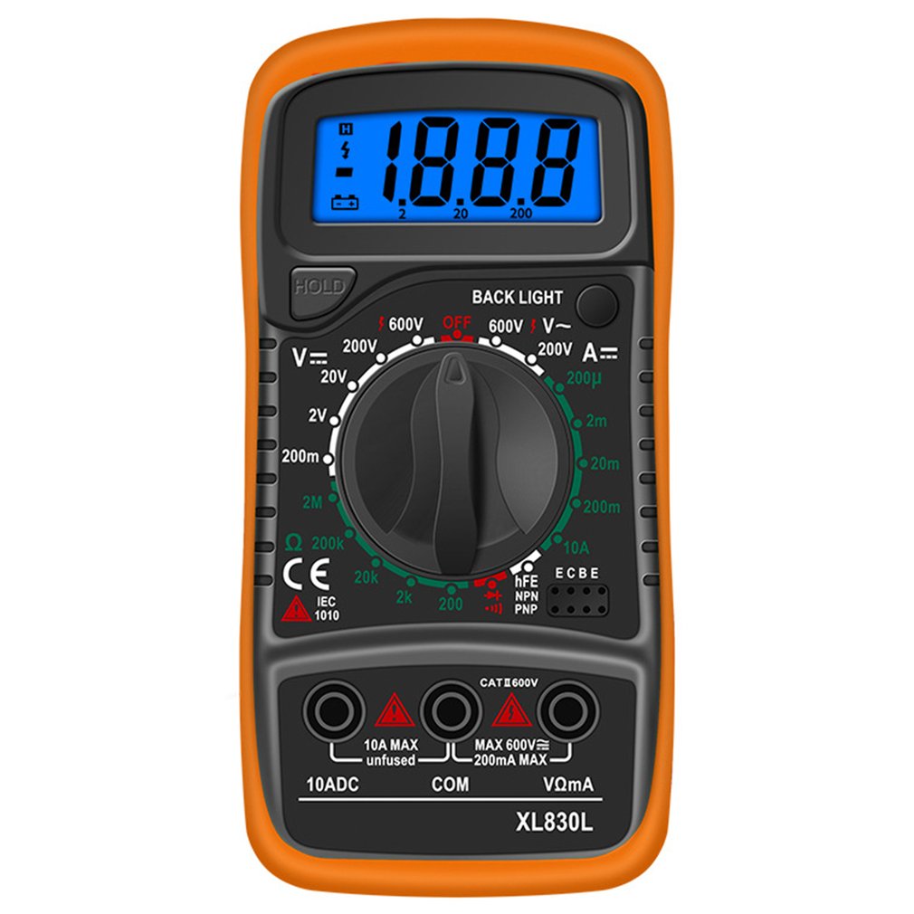 Digital Multimeter High-precision Digital Display Universal Meter Multi-function Resistance And Voltage Measuring Instrument: orange