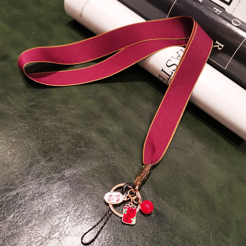 Traditionele Chinese Rode Telefoon Lanyard Riem Voor Iphone Huawei Redmi Samsung Xiaomi Geluk Mobiele Telefoon Id-kaart Lange Touw String: 01