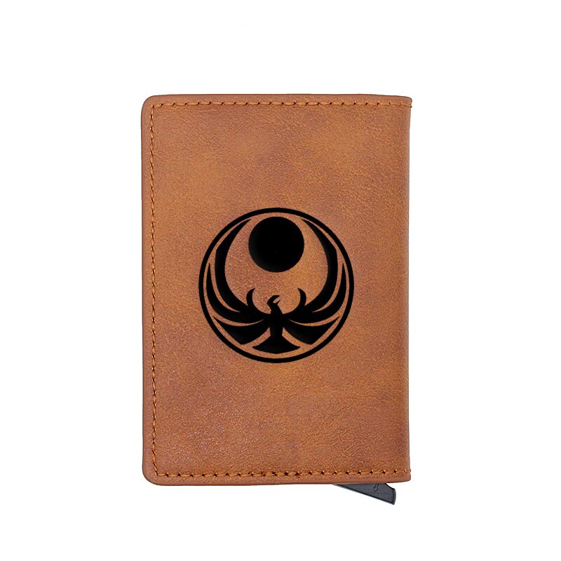 Classic Skyrim Symbol Credit Card Holder Wallet Men Women PU Leather Slim Small Short Purse: BA953-Brown