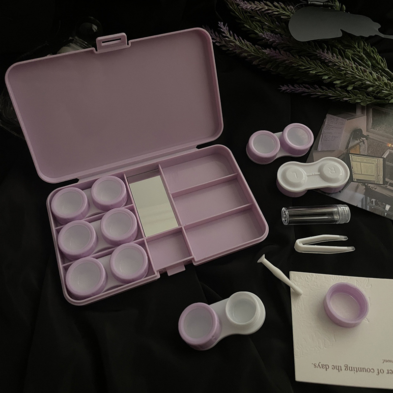 Étui à lentilles de contact style papillon, boîte à lentilles pour les yeux de pupille de beauté portable avec miroir et pince à épiler