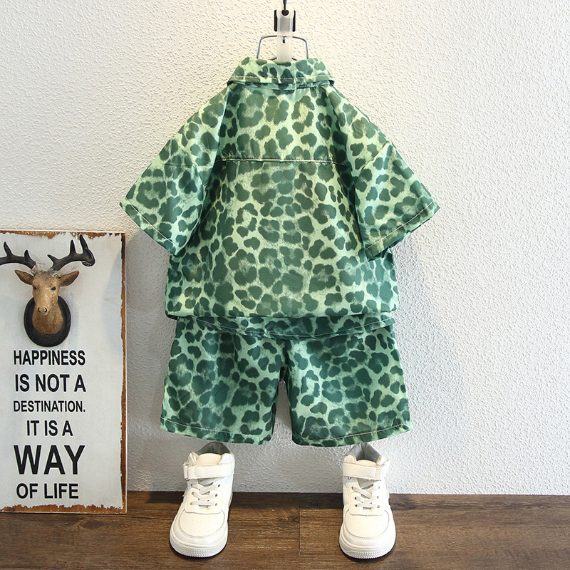Conjunto de verano para niños, conjunto de blusa y pantalón corto de 2 piezas, ropa con estampado de leopardo, para bebés de 2 a 12 años