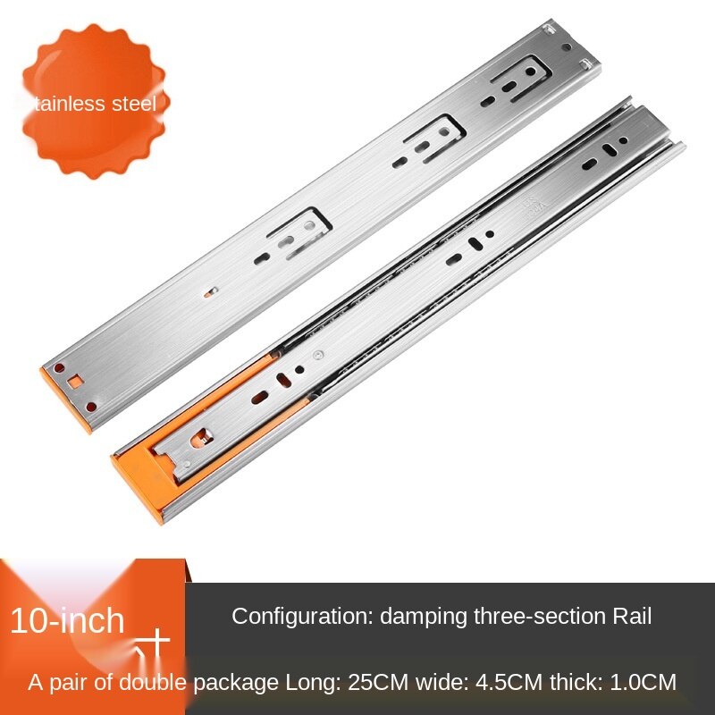 10&quot;-22&quot; Stainless Steel Drawer Slides Soft Close Drawer Track Rail Sliding Three-Section Cabinet Slides Furniture Hardware WF: 10 inch