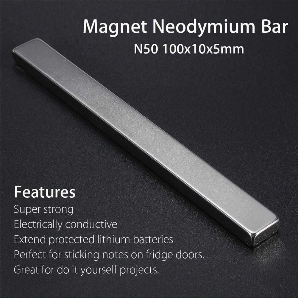 100x10x5MM N50 Rectangular Magnet Bar Neodymium Long Magnet Strip Home DIY Tool Home Improvement Magnetic Material