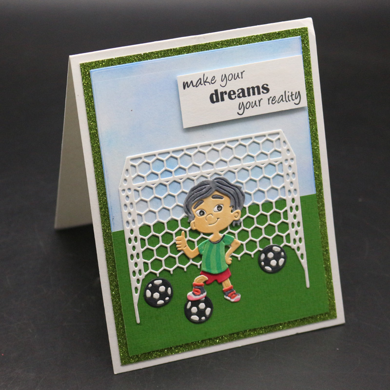 Football Boy Christmas Metal Cutting Dies Stencil Goal Net Frame Die Cut Scrapbooking Embossing Stamps And Dies Craft