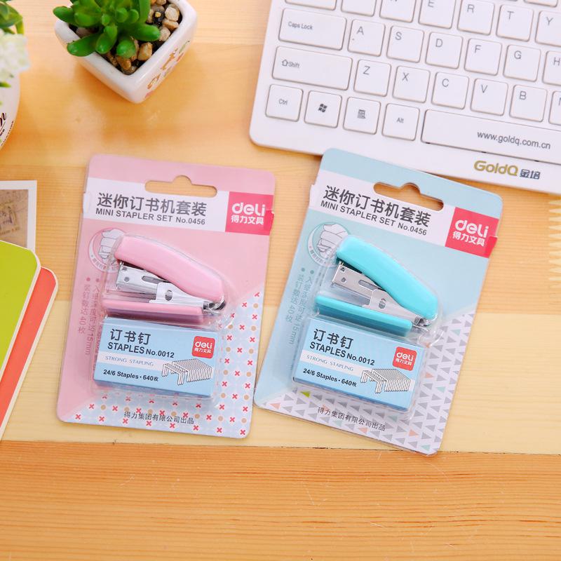 Mini Stapler 24/6 Plastic Stationery Set Kawaii Stapler Paper Office Accessories Mini Binder Stationary Set: Default Title
