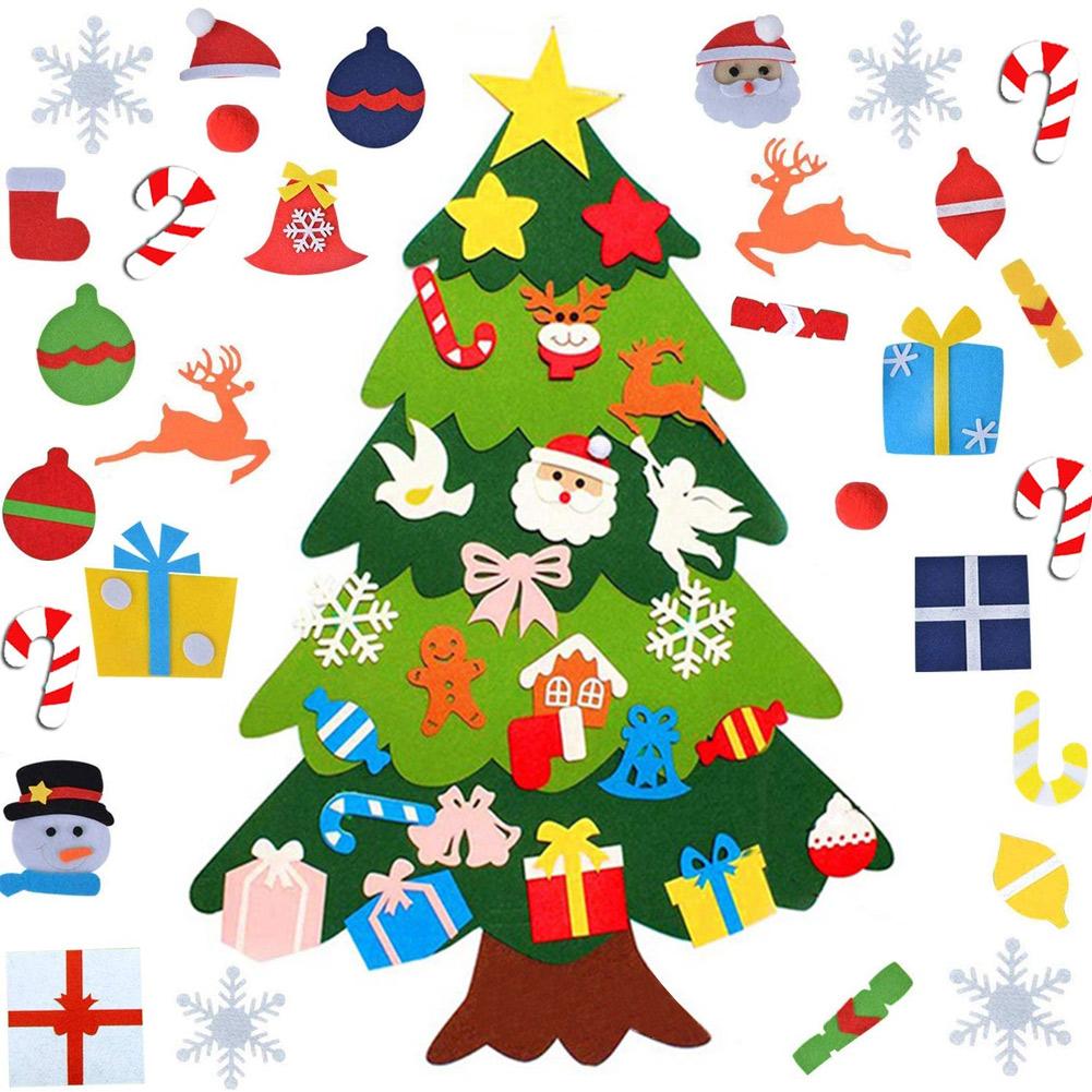 3d doe-het-zelf kerstbomenset van vilt met 25 decoraties voor kinderfeestjes