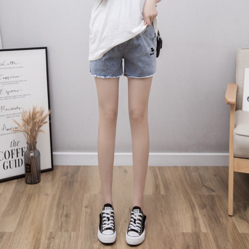 7921 # mutterschaft Jeans kurze Hose Mutterschaft Jeans Sommer Abgeschnitten Denim Hosen Bauch Unterstützung Bauch Elastische Taille Mutterschaft Hosen
