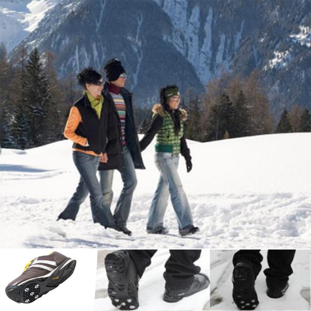 Navaris spikes voor schoenen - Siliconen schoenspijkers met 10 metalen spijkers - Sneeuwijs wandelsporten - schoenklauwen voor dames en heren kinderen
