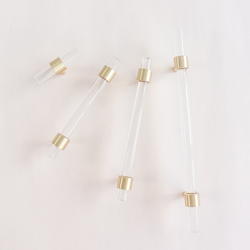 Acryl Messing Strip Handvat Moderne Minimalistische Kast Golden Transparante Lade Garderobemeubilair Licht Luxe Deurklink