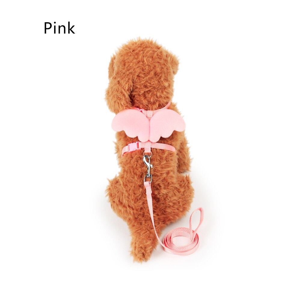 Schattige hond puppy engelenvleugel wandelriem harnas riem riem halsband verstelbaar: Roze / M