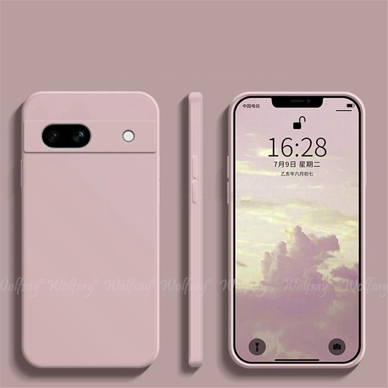 Para Google Pixel 7A funda protectora de goma de silicona líquida funda de teléfono Google Pixel 8A 8 Pro 7A 7 6A 6 Pro funda TPU Pixel 7A: nailon / Rojo