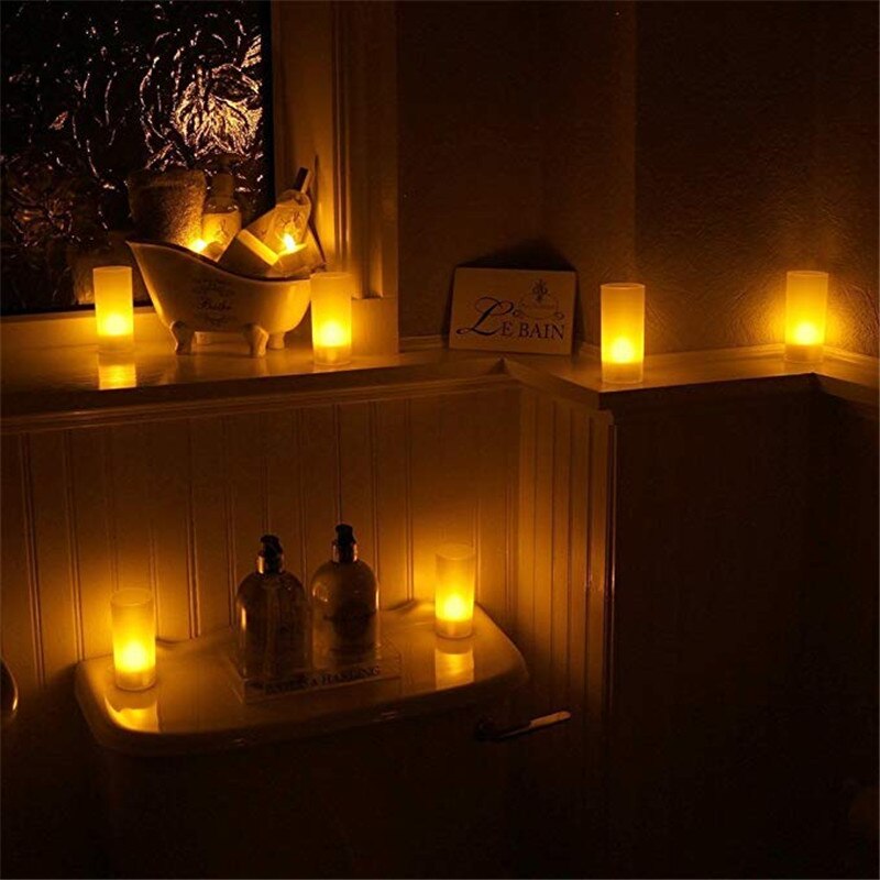 Velas recargables led de una pieza con carga USB, velas parpadeantes sin llama, recargables, incluye soporte