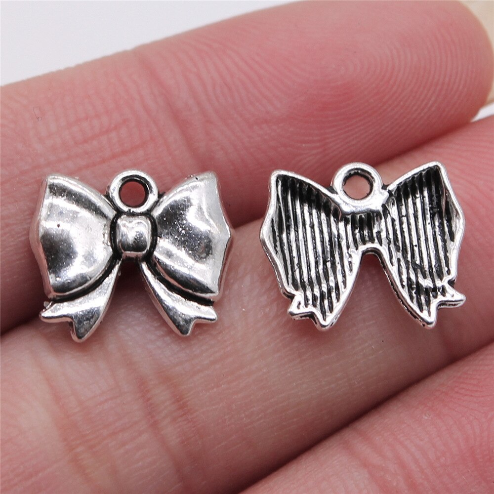 20Pcs Charms Tiny Boog Antiek Zilver Kleur Strik Charms Sieraden Bevindingen Diy Strik Charms: B14655-12x15mm