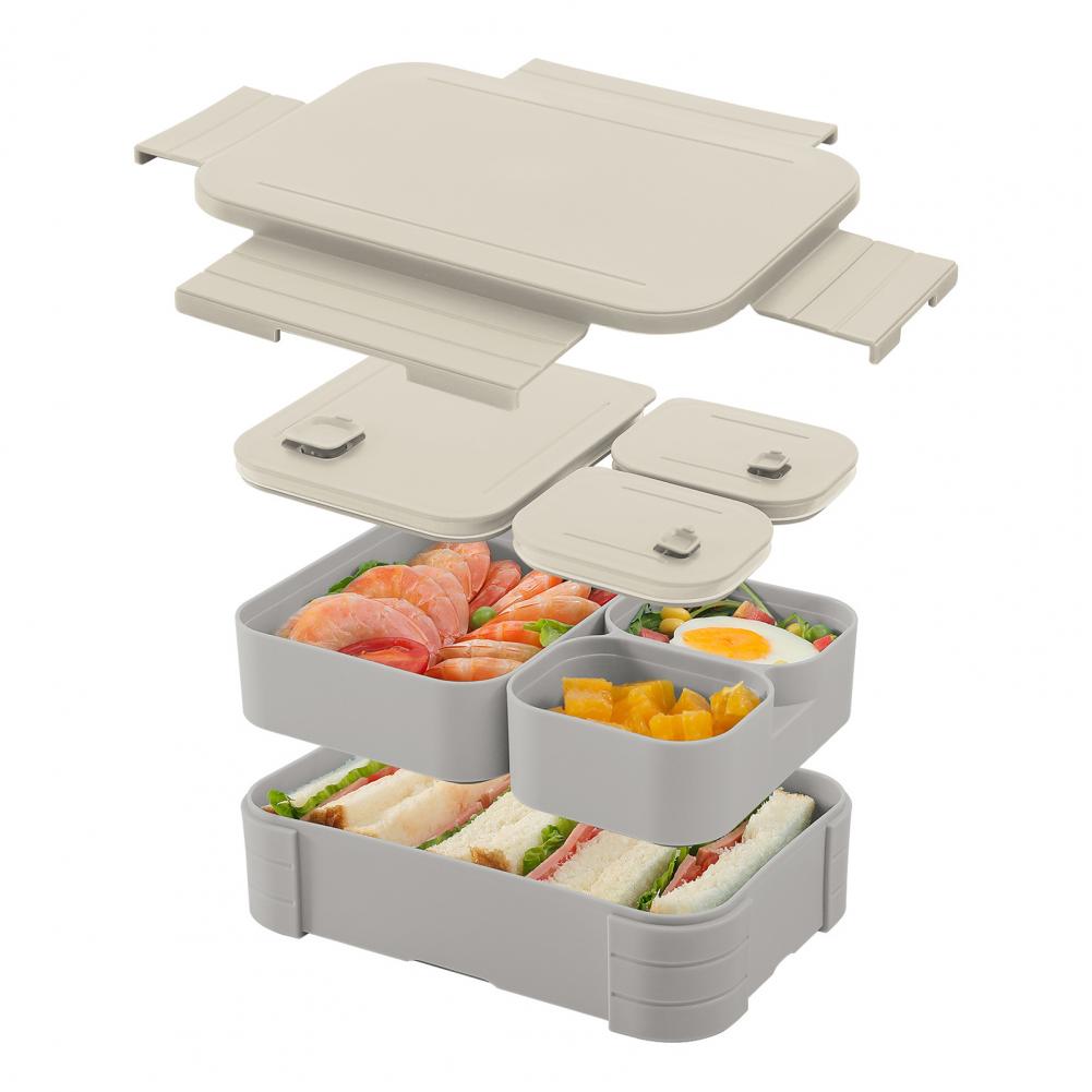 Lunch Box Leak Proof Bpa-free Bento Lunch Box for Adults Kids Multi-compartment Meal Planning Container for Work: Grey