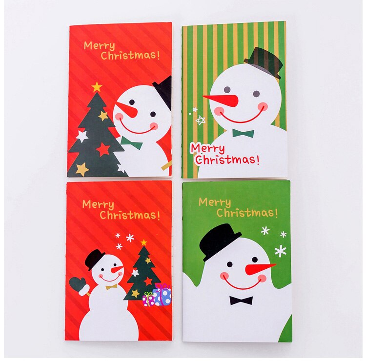 4 piece Card Christmas pass pocket notepad Christmas small book student prizes school supplies portable notebook: Christmas snowman