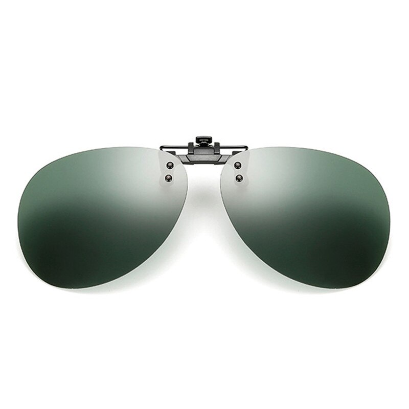 Convenient Polarized Clip-on Night Vision Pilot Fishing Sunglasses Flip-up Len Cycling Driving Glasses#288216: Blackish Green