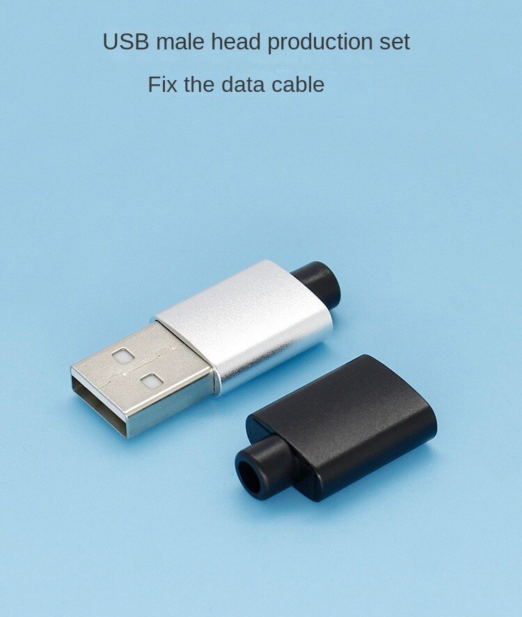 USB aluminum alloy male shell adapter DIY data cable charging cable mobile phone adapter gold A male plug