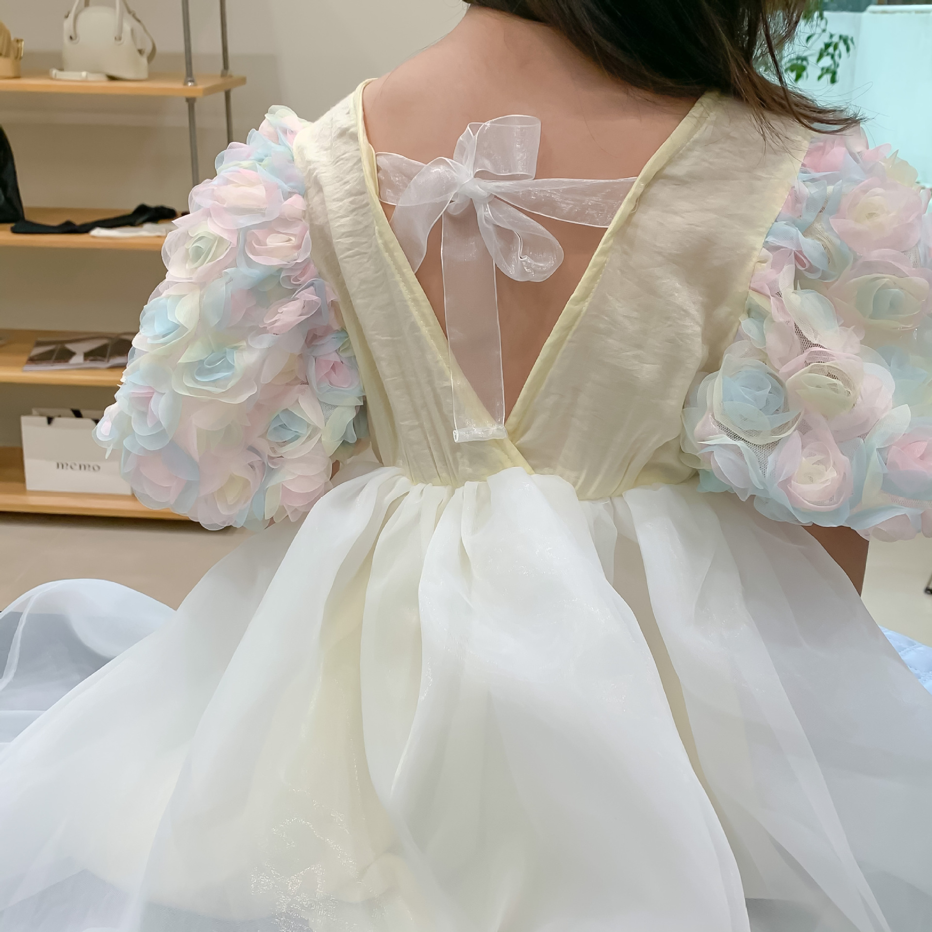 Kinderen Jurk Zomer Party Jurk Voor Kinderen Meisje Verjaardag Drie-Dimensionale Bloem Kleur Bladerdeeg Mouw Mode Casual Jurken