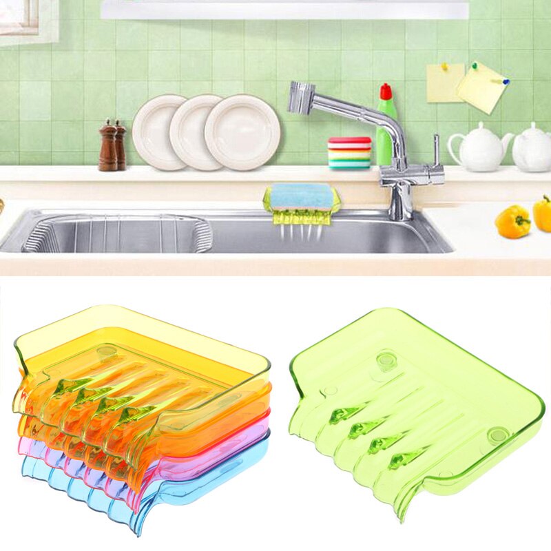 Bathroom Draining Soap Box Kitchen Sink Sponge Drainage Dish Holder t22