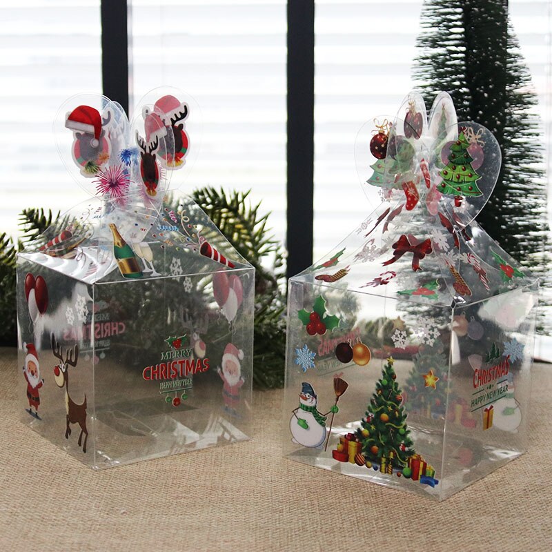5 stk / lot juledåse klar santa / snemand trykt slikæsker xmas år behandler æsker juledekorationer til hjemmet